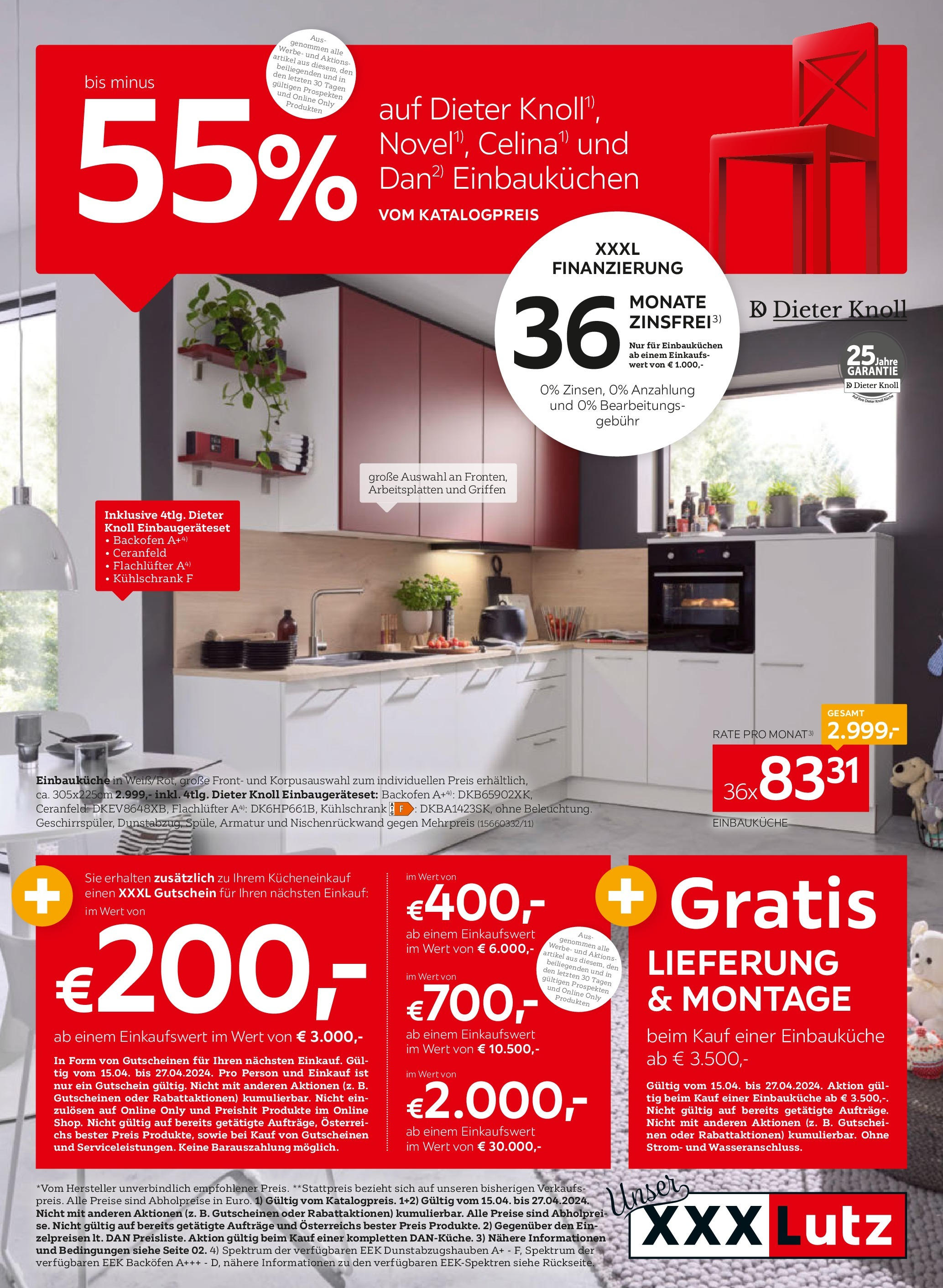 XXXLutz Küchen von 15.04.2024 - Aktuelle Angebote | Seite: 1 | Produkte: Kühlschrank
