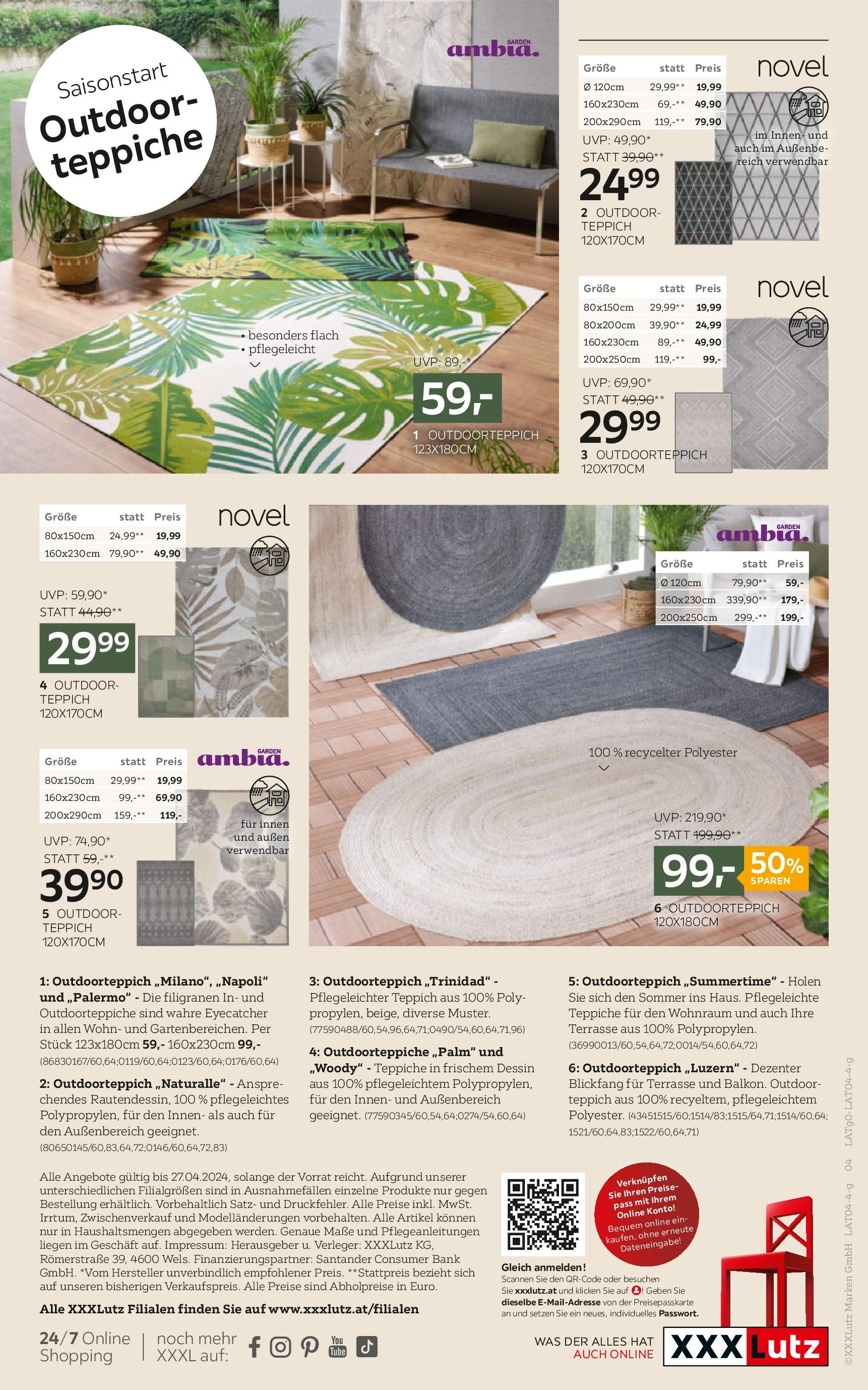 XXXLutz Outdoor Teppich von 15.04.2024 - Aktuelle Angebote | Seite: 4 | Produkte: Teppich