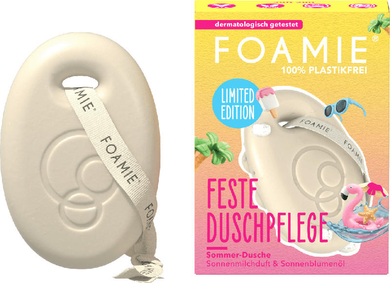 Foamie Festes Duschgel Sommer-Dusche, Sonnenmilchduft & Sonnenblumenöl