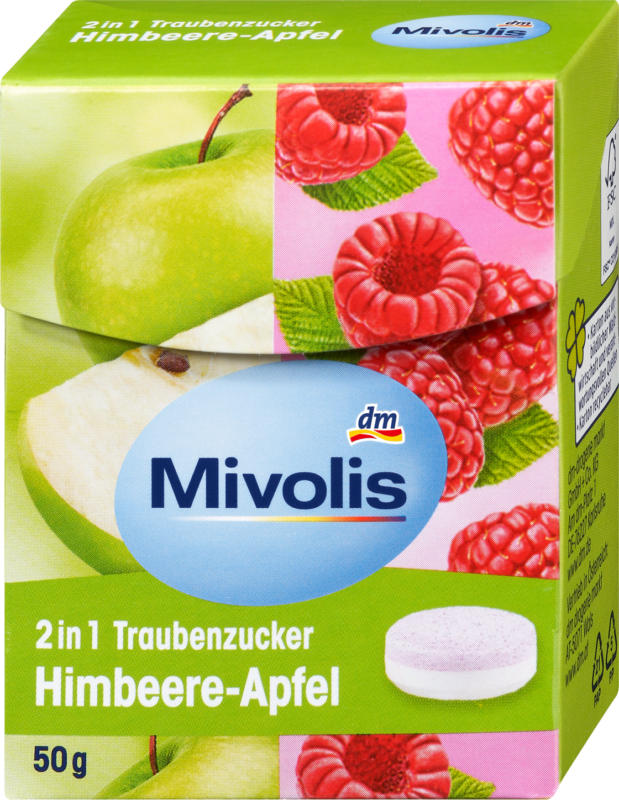 Mivolis Traubenzucker 2in1, Himbeere-Apfel