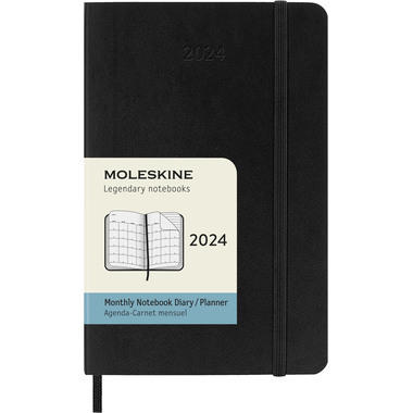 MOLESKINE Monats-Notizkalender 2024 56598856859 schwarz, 1M/2S, SC, P/A6