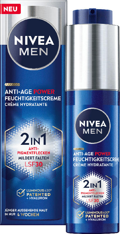 NIVEA MEN Anti Age Luminous Feuchtigkeitscreme Power, Anti LSF 30