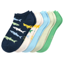 5 Paar Jungen Sneaker-Socken mit Hai-Motiven