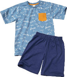 ALANA Schlafanzug mit Roller-Muster, blau, Gr. 122/128