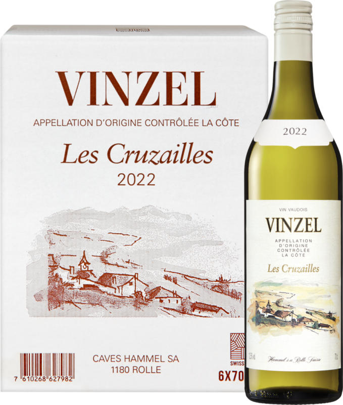 Les Cruzailles Vinzel AOC La Côte , Schweiz, Waadt, 2022/2023, 6 x 70 cl