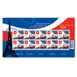 Timbres CHF 1.20 «Jeux Olympiques d’été Paris 2024», Feuille miniature de 10 timbres