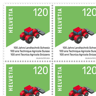 Briefmarken CHF 1.20 «100 Jahre Landtechnik Schweiz», Bogen mit 20 Marken