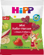 dm-drogerie markt Hipp Kindersnack Mini Hafer-Herzen Erdbeere-Himbeere, ab 1 Jahr - bis 31.03.2024