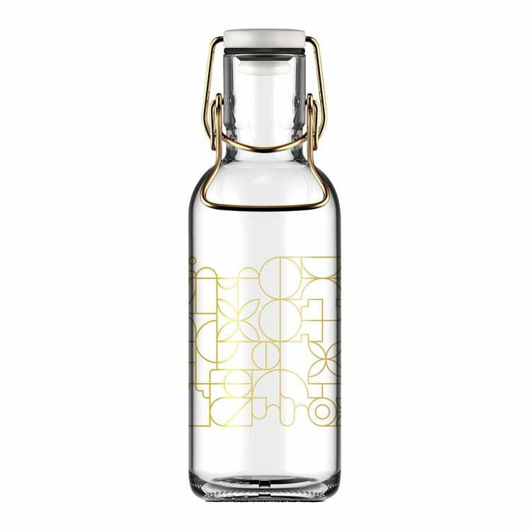 Flasche ART DECO, Glas, transparent/gold