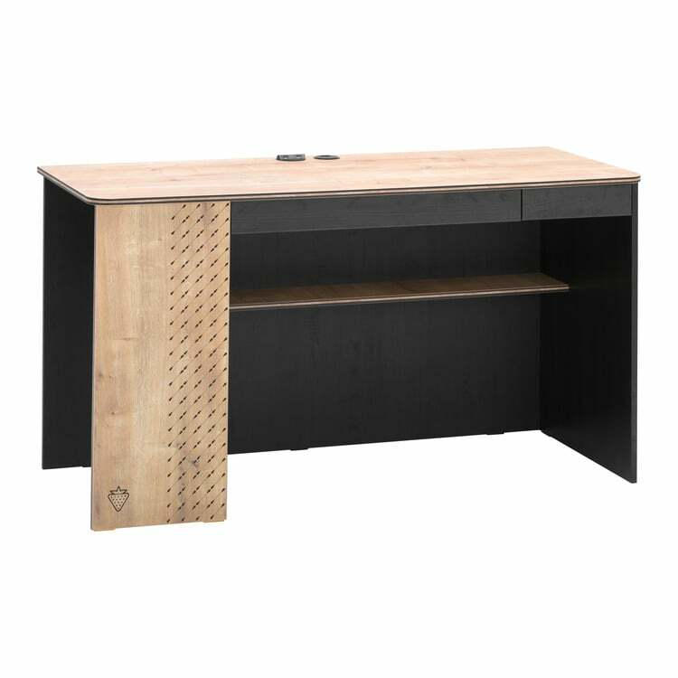 Schreibtisch Erin, Holzwerkstoff, schwarz/hellbraun