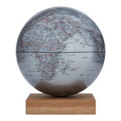 Globe terrestre PLATON, bois/matière synthétique/, argent/chêne