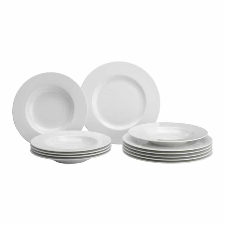 Set d'assiettes NOBLESSE, céramique, blanc