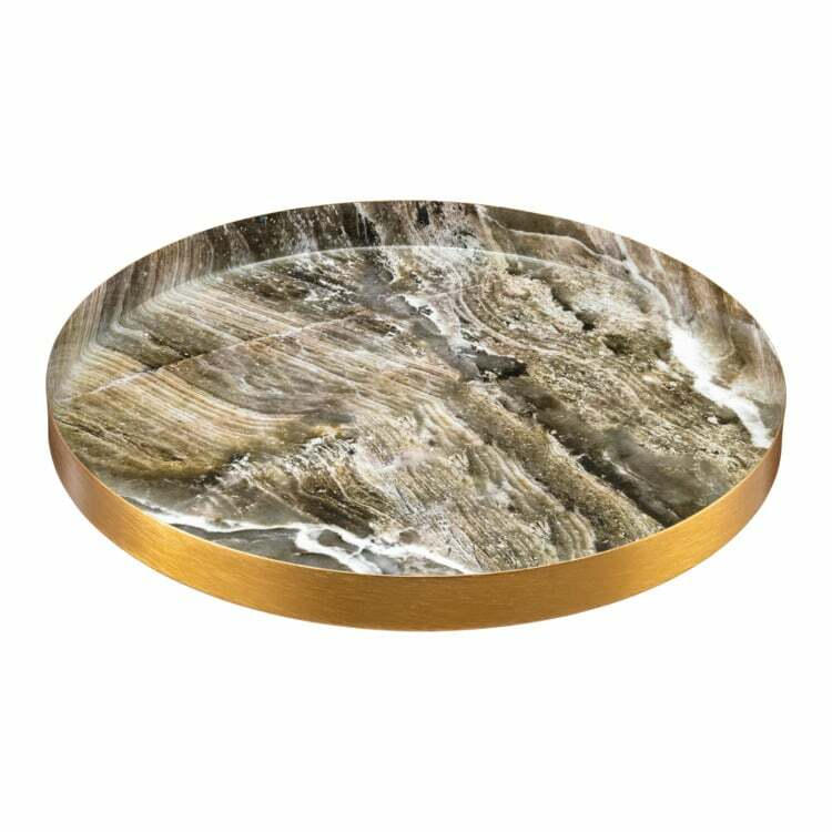 Plateau SOPHIE, métal, or/brun sable