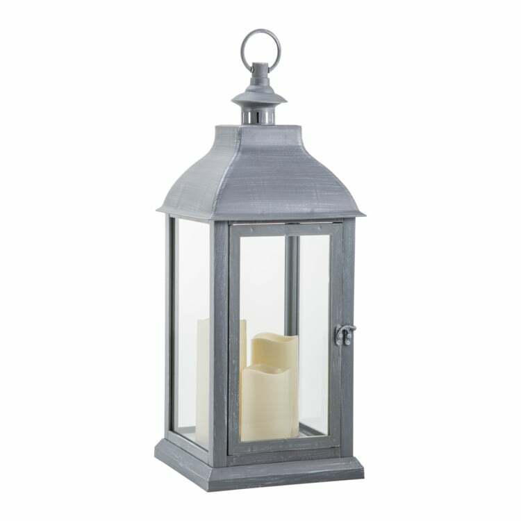 Lanterne SQUARE, matériau composite/verre/, gris foncé