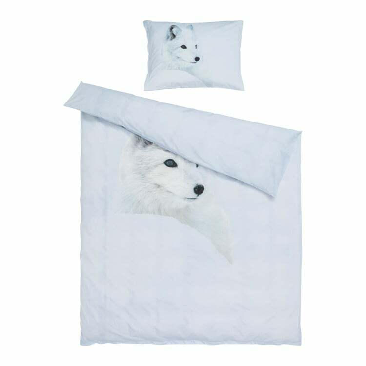 Linge de lit ARCTIC FOX, coton, blanc/gris clair, 160x210 cm