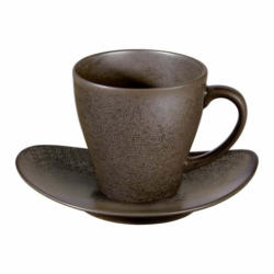 Tasse à café avec sous-tasse CUBA, céramique, marron foncé