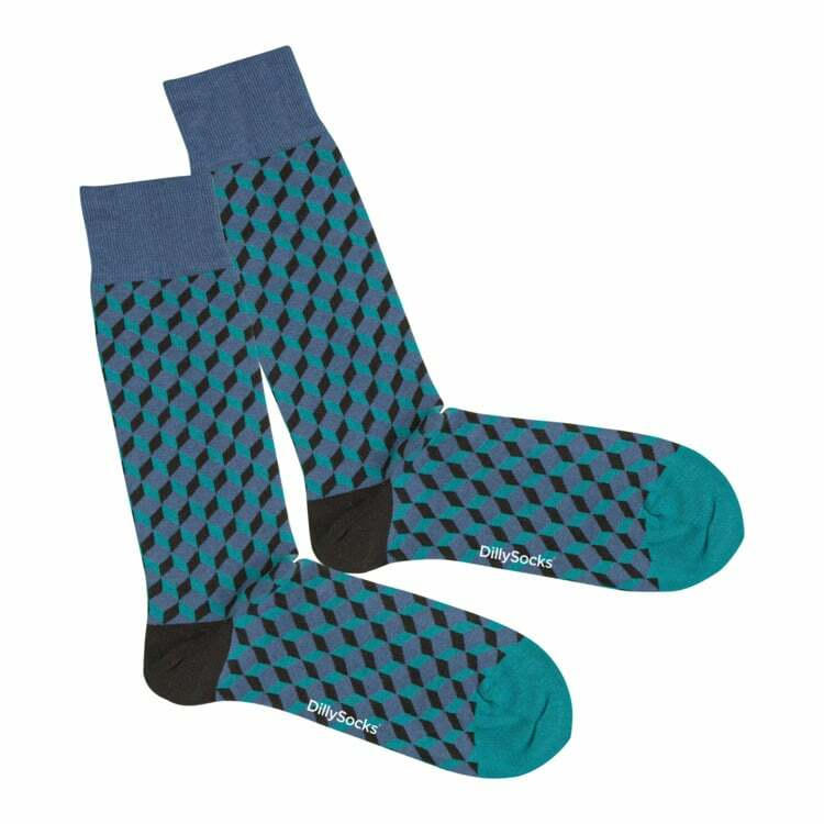 Socken DEEP SEA DICE, Biobaumwolle/Polyamid (PA)/Elastan, petrol/schwarz/mauve, 36-40
