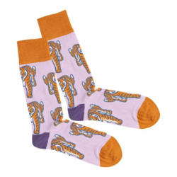 Socken DUSK TIGER, Biobaumwolle/Polyamid (PA)/Elastan, flieder/orange/weiss, 36-40