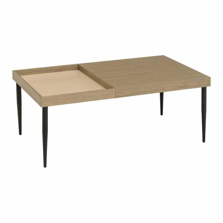 Tavolino BRERA, legno, rovere satinato nebbia/laccato beige opaco