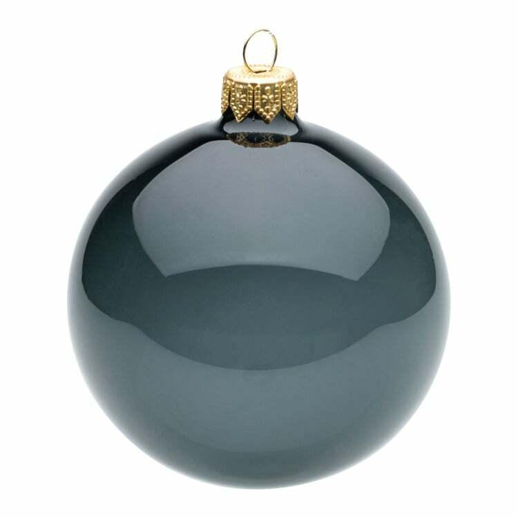 Palla di Natale MAGIC BLOOMS, vetro, blu grigiastro