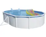 Hornbach Aufstellpool Stahlwandpool-Set Steinbach Nuovo de Luxe oval 550x366x120 cm inkl. Skimmer-Set, Leiter & Anschlussschlauch weiß