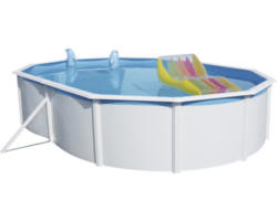 Einbaupool Stahlwandpool-Set Steinbach Nuovo de Luxe oval 730x366x120 cm inkl. Skimmer-Set, Leiter & Anschlussschlauch weiß