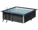 Hornbach Aufstellpool WPC-Pool-Set Gre eckig 326x326x96 cm inkl. Sandfilteranlage, Skimmer, Leiter, Filtersand & Bodenschutzvlies grau