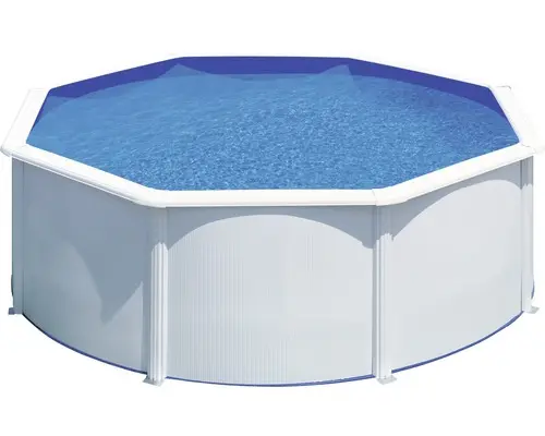 Aufstellpool Stahlwandpool-Set Gre rund Ø 320x122 cm inkl. Sandfilteranlage, Skimmer, Leiter, Filtersand & Anschlussschlauch weiß