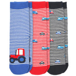 3 Paar Jungen Socken mit Fahrzeug-Motiven