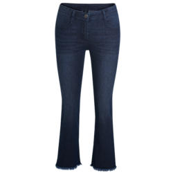 7/8 Damen Cropped-Flare-Jeans mit Fransen