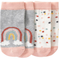 2 Paar Newborn Socken mit Regenbogen-Motiv