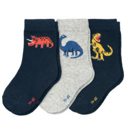 3 Paar Baby Socken mit Dino-Motiven