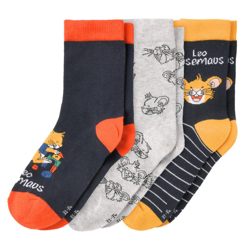 3 Paar Leo Lausemaus Socken im Set