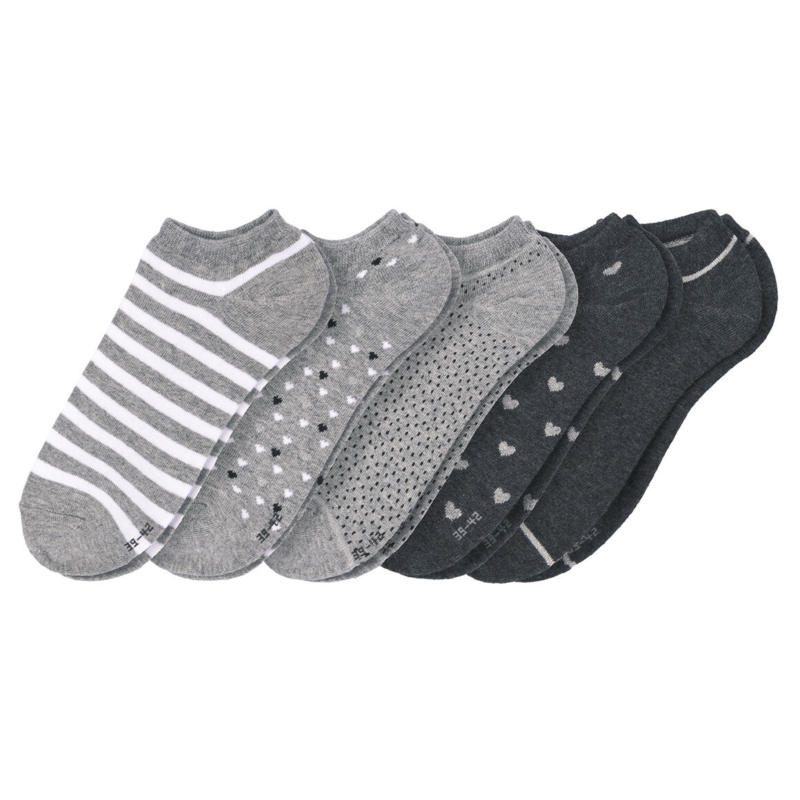 5 Paar Damen Sneaker-Socken in Melange-Optik