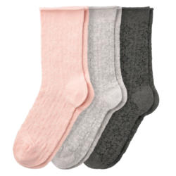 3 Paar Damen Socken mit floralem Muster