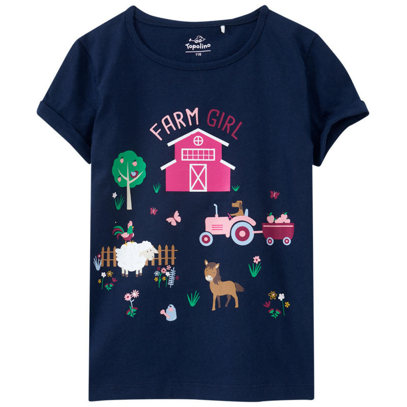 Mädchen T-Shirt mit Bauernhof-Print