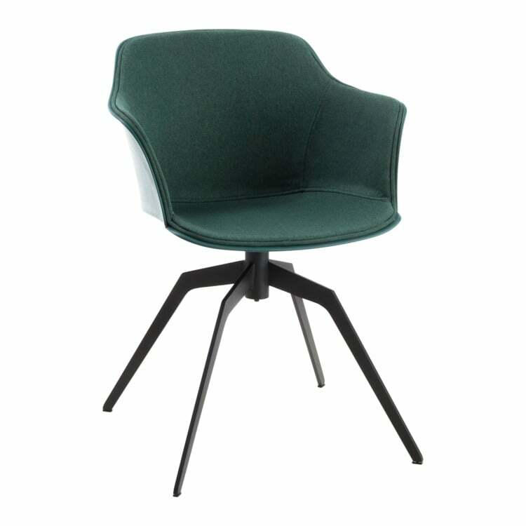 Chaise à accoudoirs AZARO, matériau composite, vert