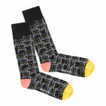 Pfister Socken KITTY CHAT, Biobaumwolle/Polyamid (PA)/Elastan, schwarz/hellgelb/lachs, 41-46