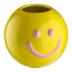 Vaso decorativo SMILEY, ceramica, giallo/rosa