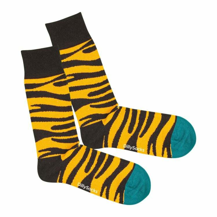 Socken TIGER KING, Biobaumwolle/Polyamid (PA)/Elastan, gelb/schwarz/petrol, 41-46
