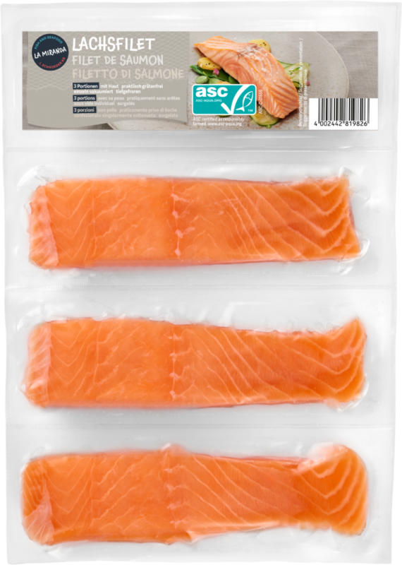 Filetto di salmone con pelle, 3 portions, 375 g