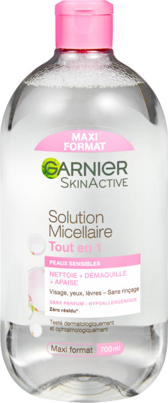 Eau nettoyante micellaire All in 1 Garnier, Peaux sensibles, 700 ml