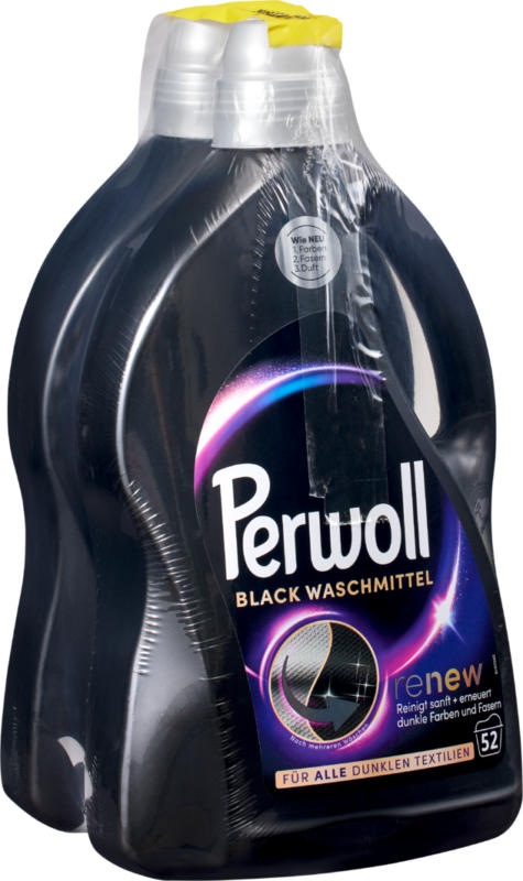 Perwoll Flüssigwaschmittel Black, 2 x 52 Waschgänge, 2 x 2,6 Liter