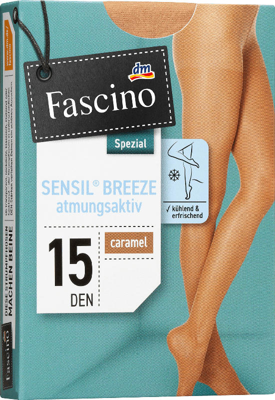 Fascino Strumpfhose mit kühlender Faser SENSIL® BREEZE caramel Gr. 50/52, 15 DEN