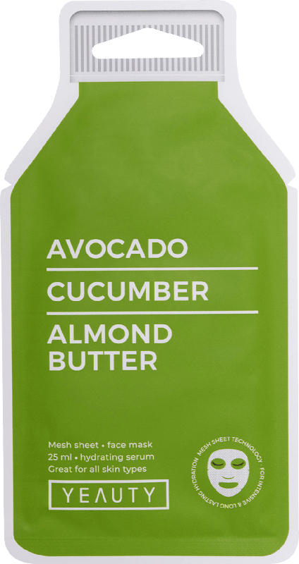 Yeauty Tuchmaske Avocado-Cucumber-Almond Butter