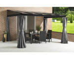 Hornbach Terrassenüberdachung SOJAG St. Barth 10x14 inkl. Schneelaststützen, Moskitonetz und Vorhang 424x296 cmanthrazit