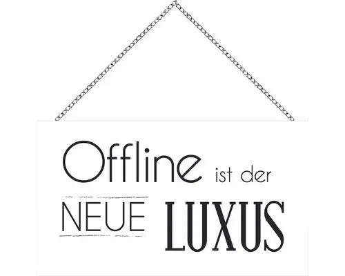 Holzschild mit Kette Offline 23x13 cm