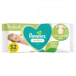 Pampers Sensitive бебешки мокри кърпички с влакна от 100% растителен произход х 52 броя