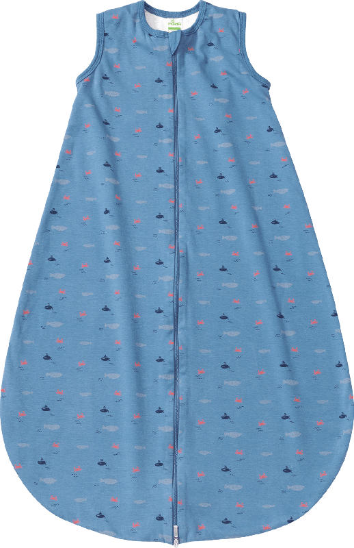 ALANA Schlafsack 1 TOG, mit Fisch-Krabben-Muster, blau, 90 cm