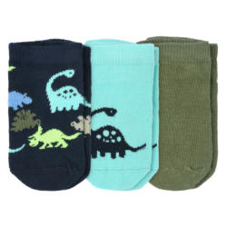 3 Paar Baby Sneaker-Socken mit Dino-Motiven
